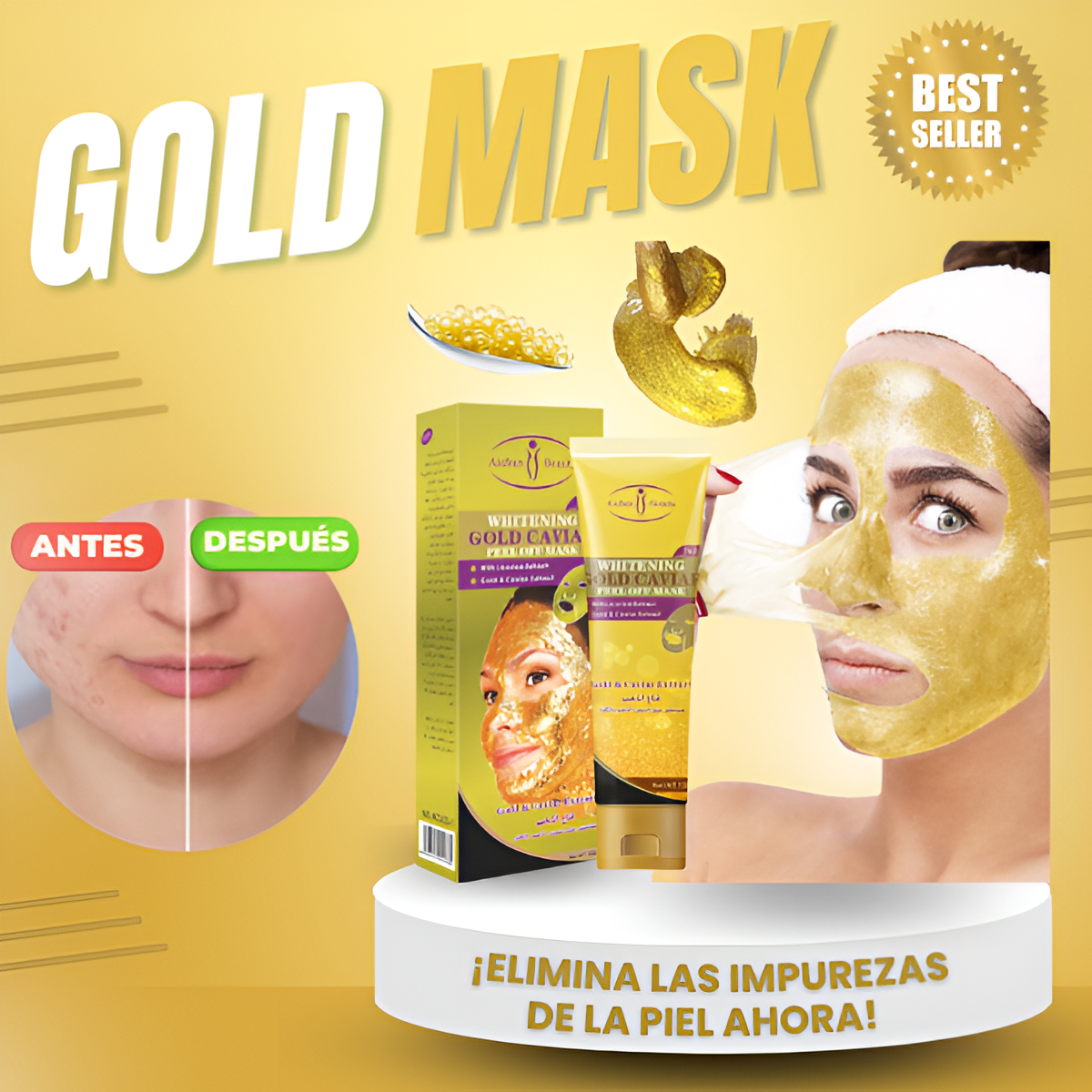 Mascarilla Facial Dorada 24K – Lujo Rejuvenecedor, Hidratación Intensa y Efecto Antienvejecimiento